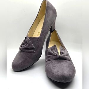 Angel Steps Women's Gray Micro Suede Slip On Heel‎ Shoes Size 8.5
